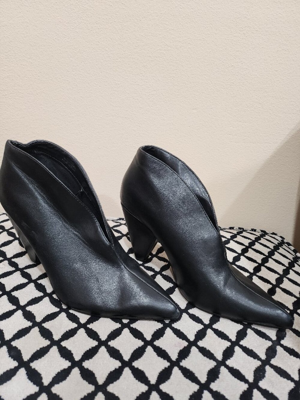 Black Pointed Toe Ankle Boots, Size 9, Pre-Loved with Wear and Scratches